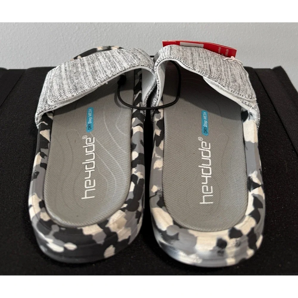 NEW Hey Dude Phoenix Tri Ghost Slide Sandals Gray Camo Trim Size 9 Men's Comfort